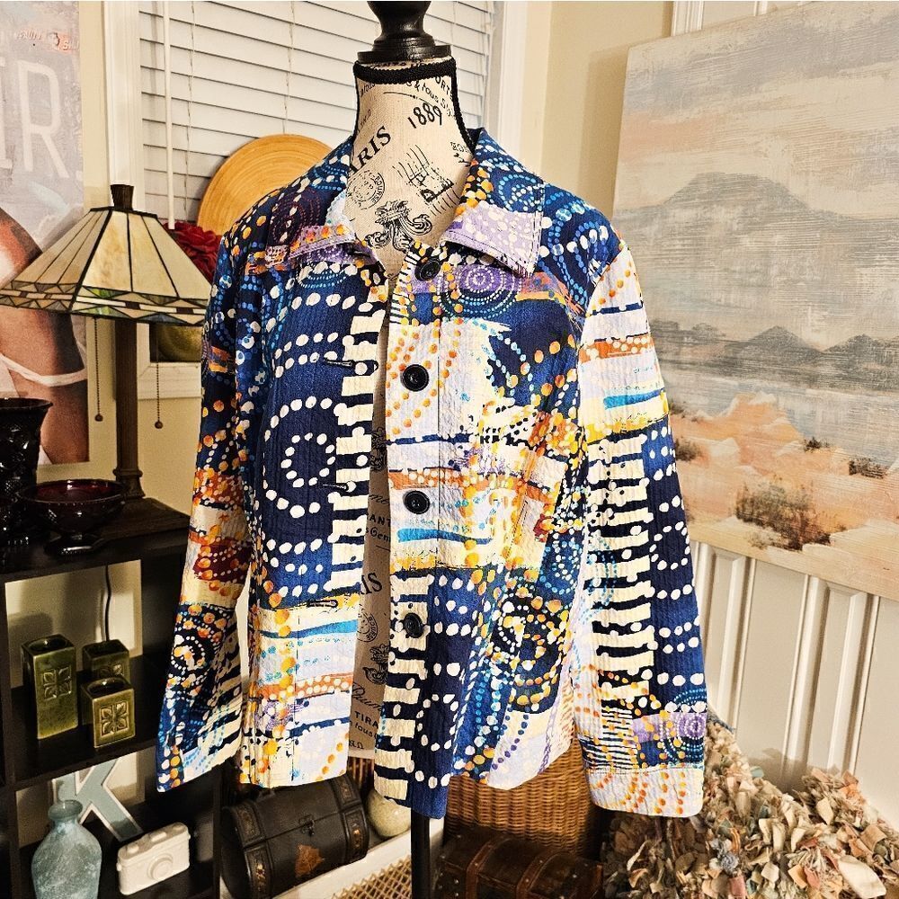 New Requirements Geometric Print Swirl Detail Lightweight Jacket. XL Fit